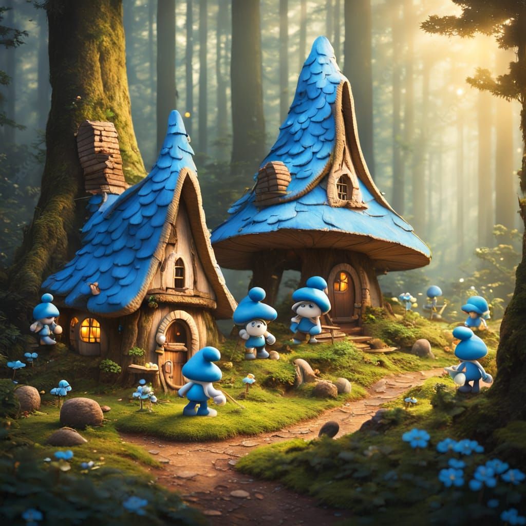 Smurfs Build Whimsical Mushroom Village Amidst Golden Europe...