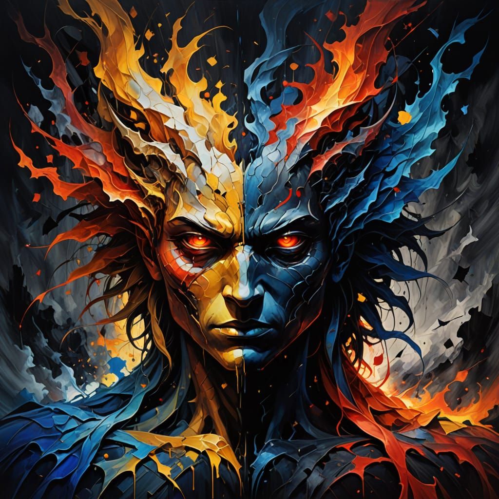 Bipolar Abstract Masterpiece of Light and Darkness