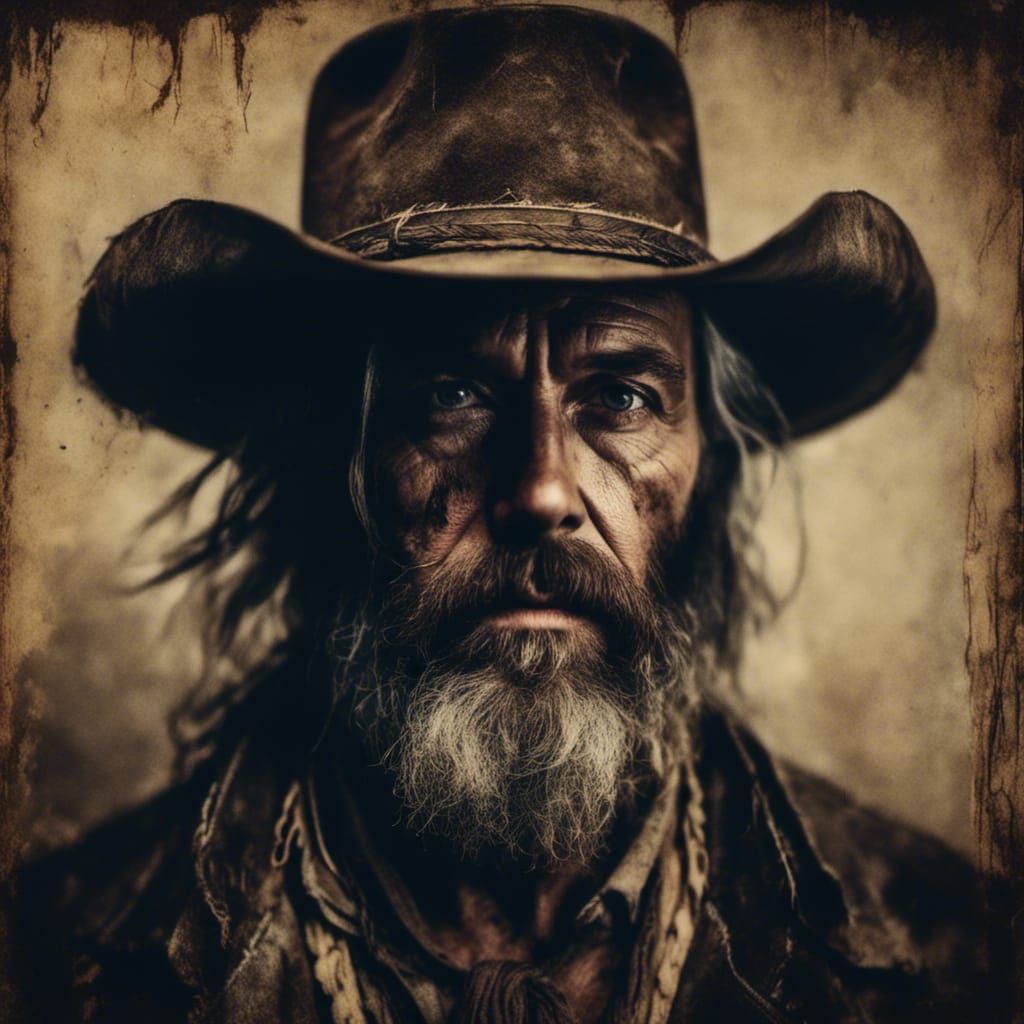 Shadowed Cowboy Portrait in Gritty Style
