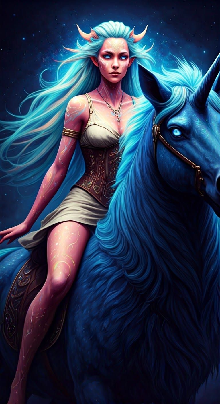 Ethereal Otherworldly Goddess on Celestial Steed