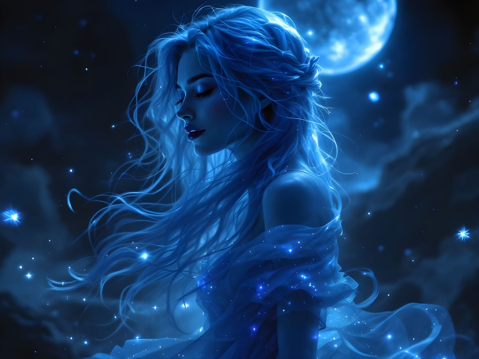 Mysterious Norse Goddess in Dark Fantasy Landscape