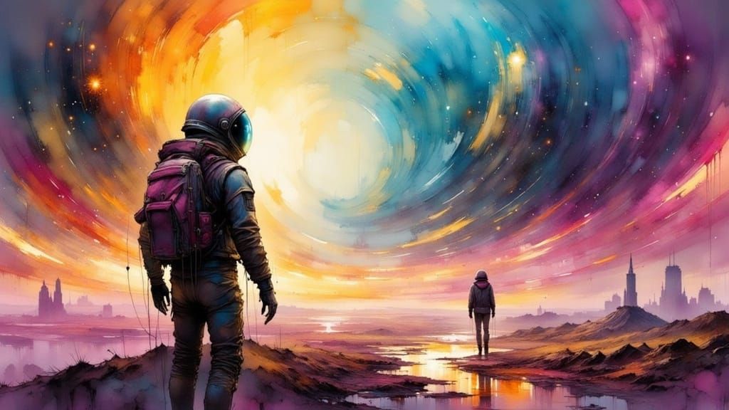 Astronaut Explores Uncharted Planet in Sci-Fi Style