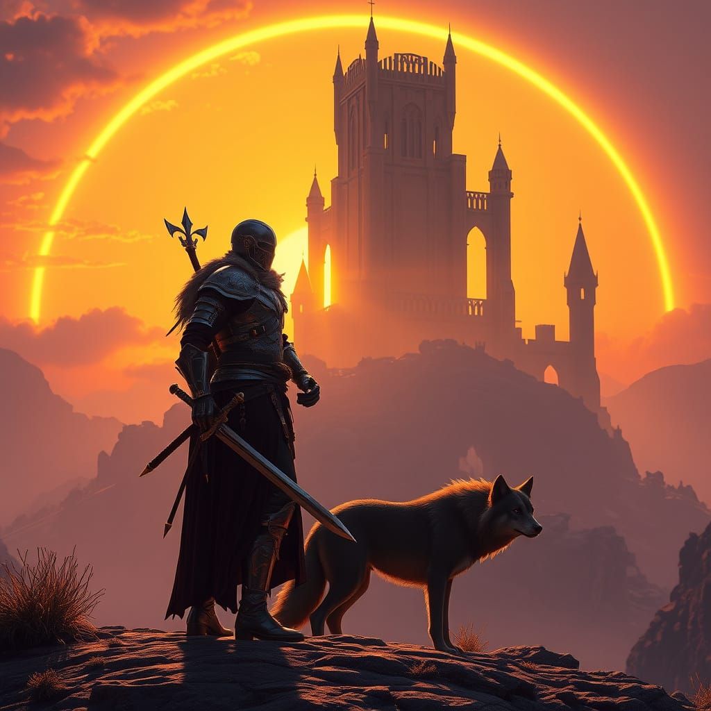 Warrior Guarding Castle on Alien World