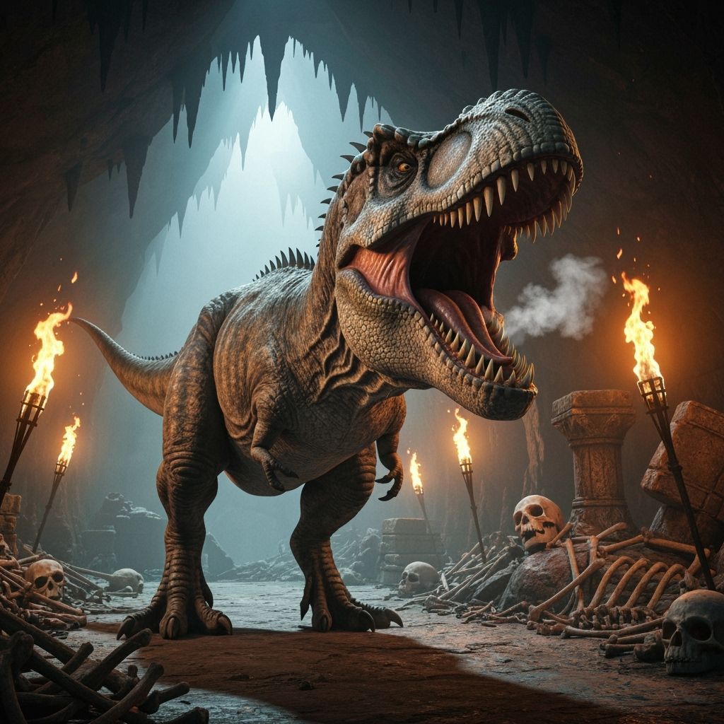 Hyperrealistic Tyrannosaurus Rex Roaring in a Detailed Envir...