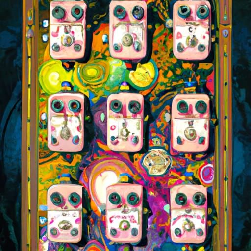 Rococo Painting of Alien Guitar Pedals