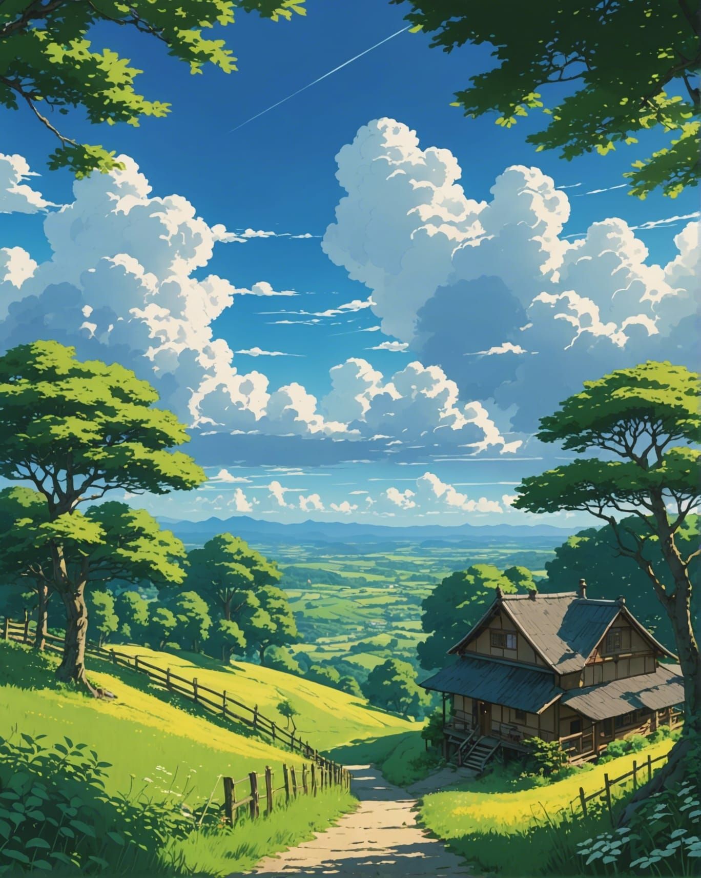 Anime Style Countryside Nature Scene