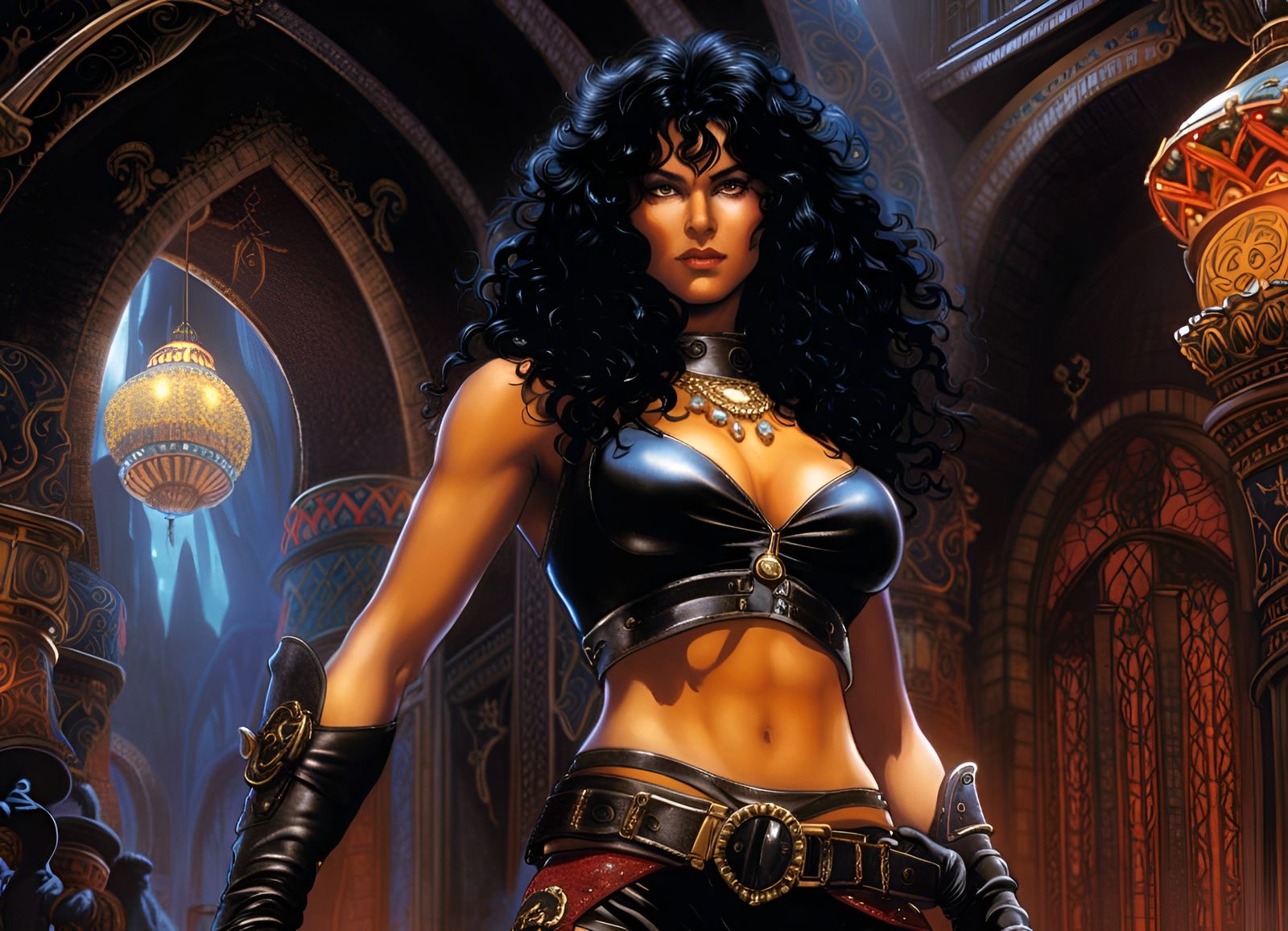 Female Thief in Leather Bikini, Digital Art