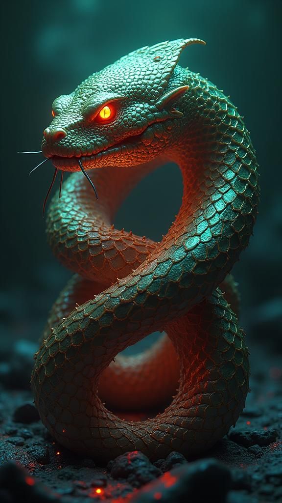 Serpent-Snail Hybrid in Dark Fantasy Style