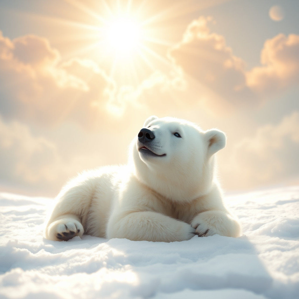Serenely Lying Polar Bear in Pristine Snowy Landscape