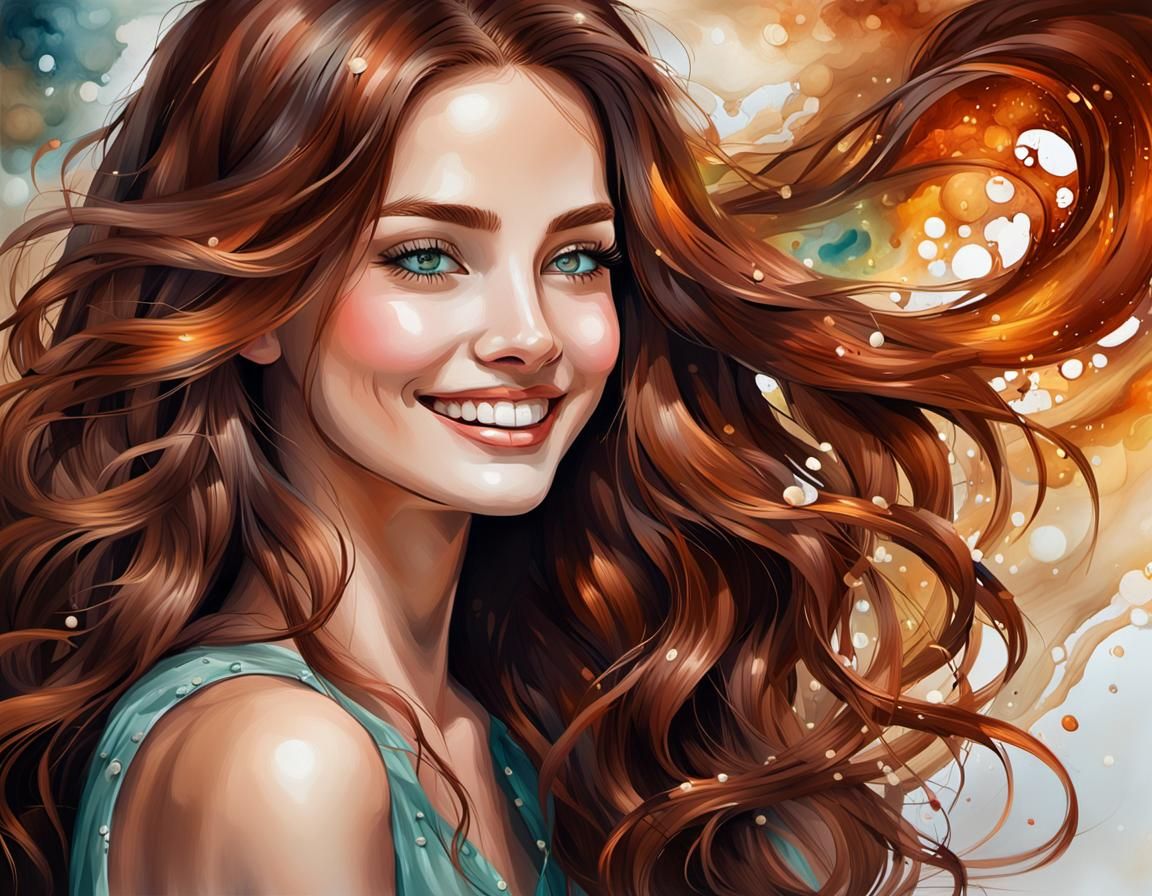 Detailed Portrait of Woman with Long Hair