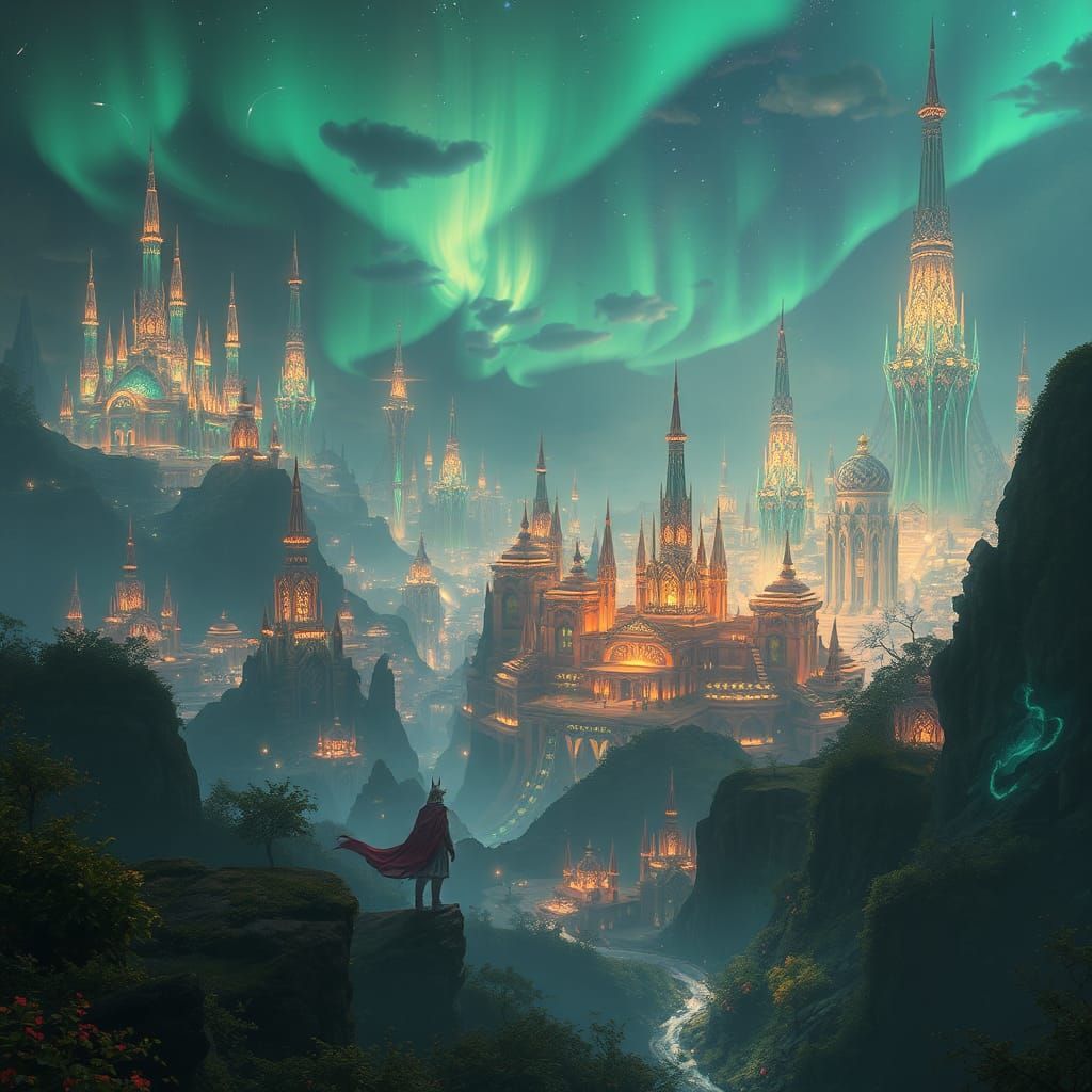 Mystical Metropolis: Ethereal Vista in Digital Art Style