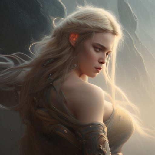 Viking Woman Warrior Portrait in Hyperrealism