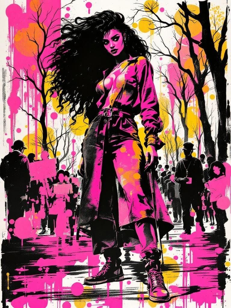 Pop Art Fusion: Figure Study in Central Park