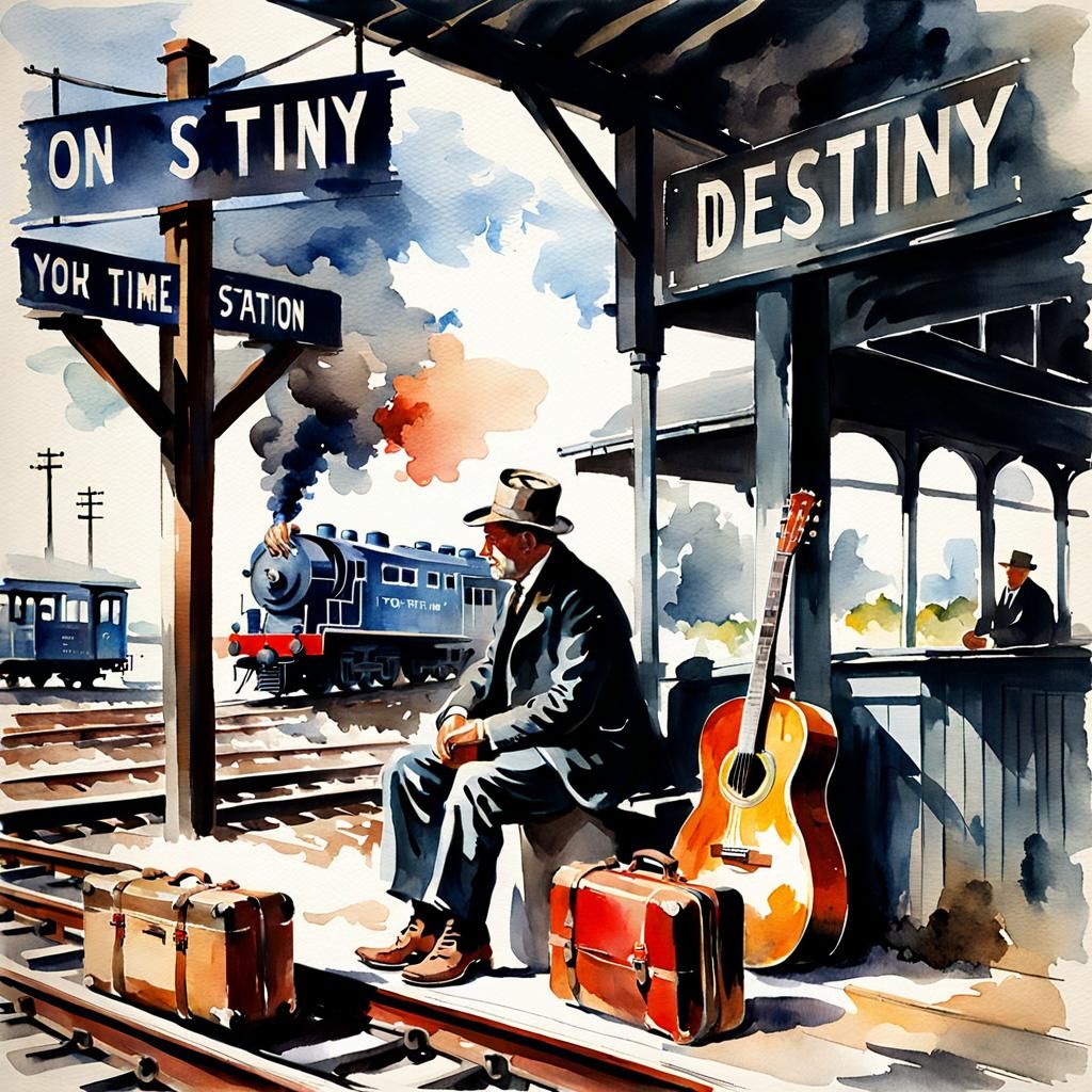 Train Depot Destiny in Watercolor Art Style