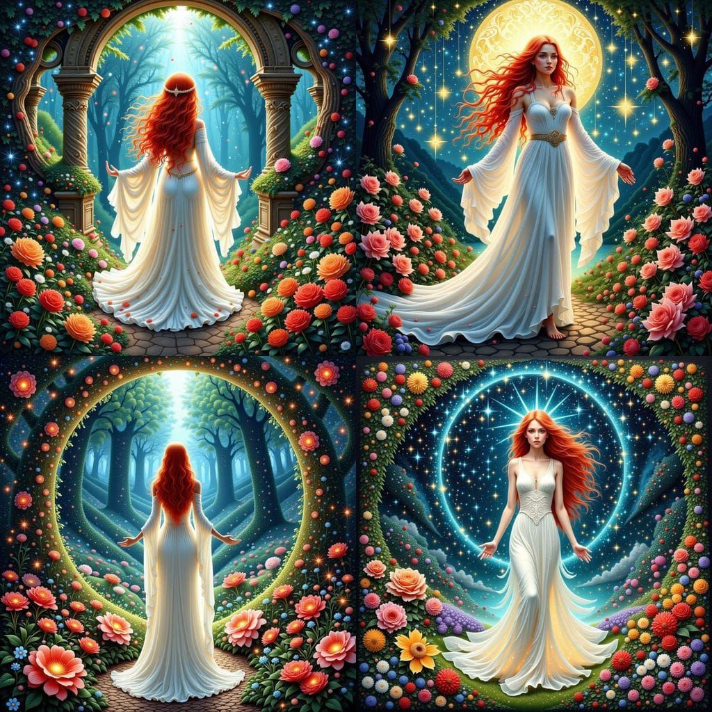Goddess Garden Portal: Acrylic Painting of Feminine Deity