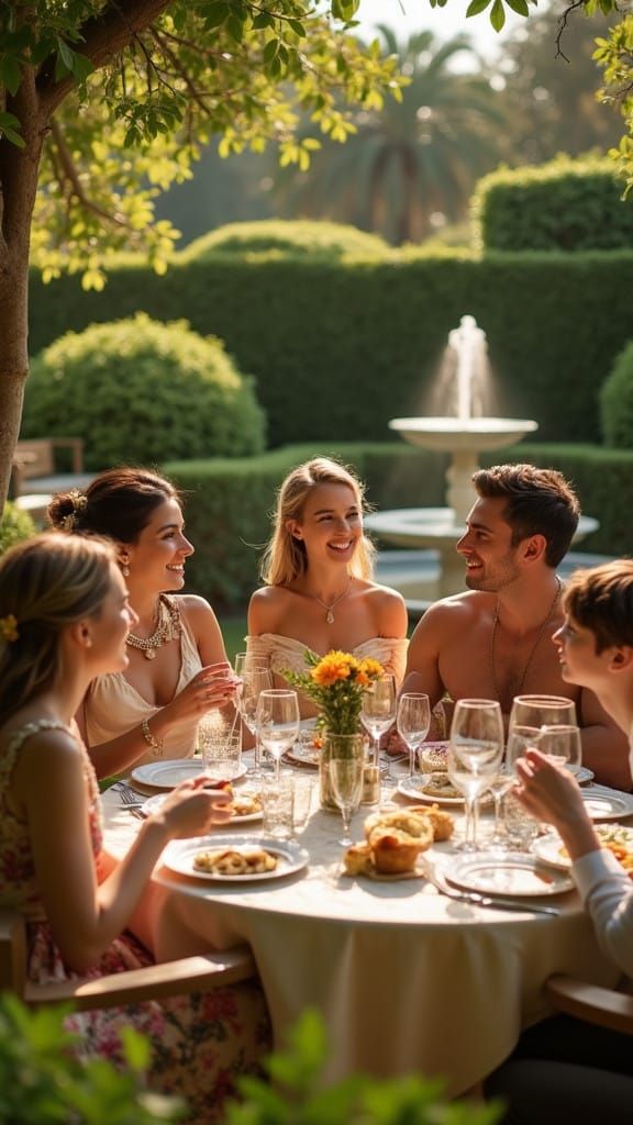 A Family's Golden Moment in Elegant Evening Splendor