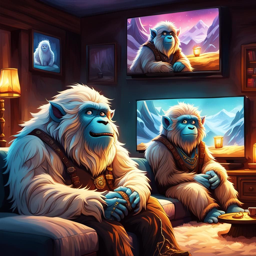 Yetis Watching TV: Fantastical Concept Art