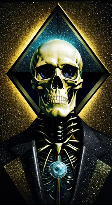 Psychedelic Double Exposure Skeleton Portrait in Expressive ...