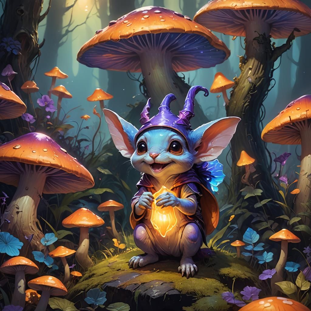 Mischievous Creature Peeking from Mushroom: Fantasy Concept ...