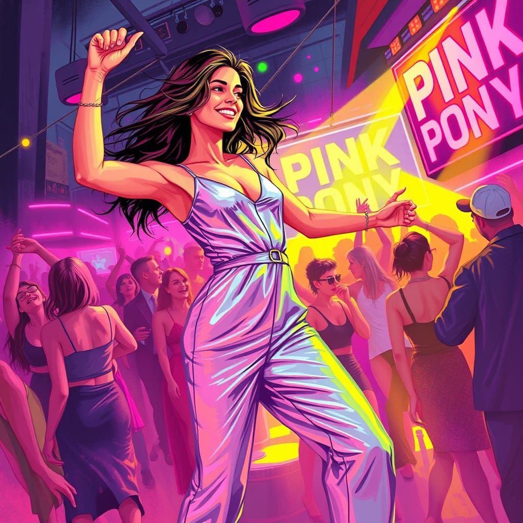 Vibrant Club Scene in Dynamic Illustration Style
