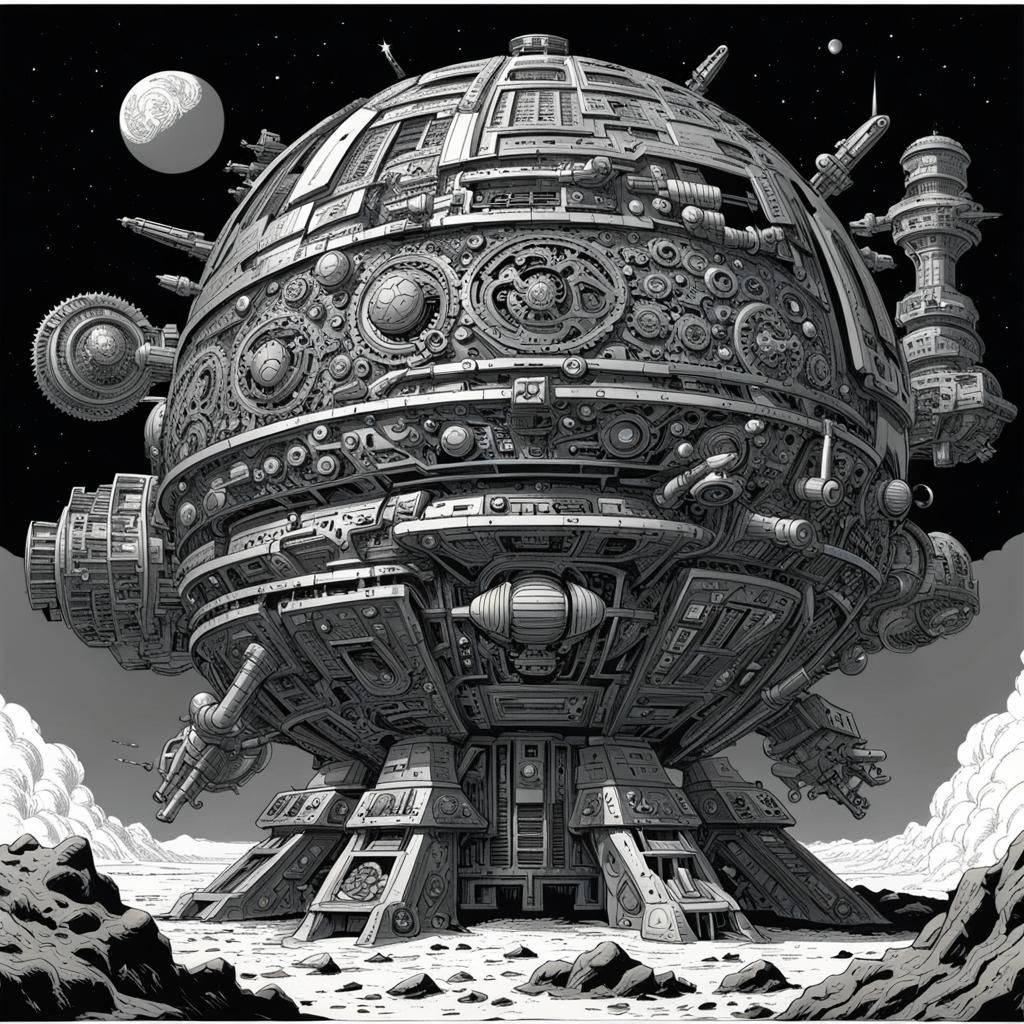 Intricate Planet Destroyer in Comic Book Style