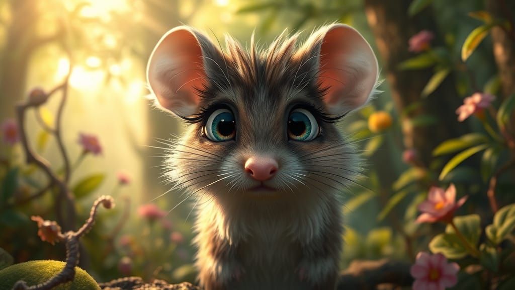 Whimsical Mouse in a Vibrant Forest
