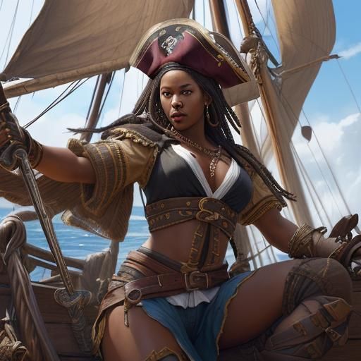Pirate Ship Figurehead in Hyperrealistic Splash Art