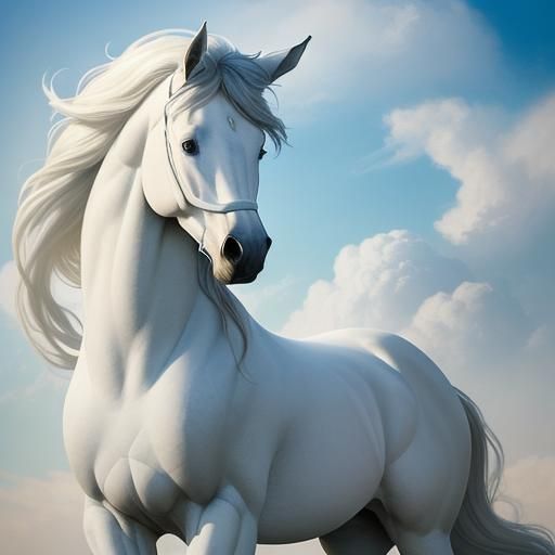 Ethereal Cloud Horse in Surrealist Dreamscape