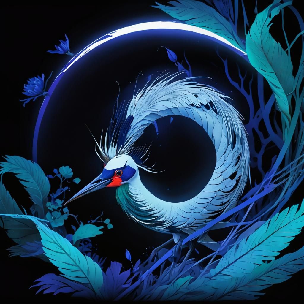 Elegant Crane Watercolor Illustration in Soft Tones