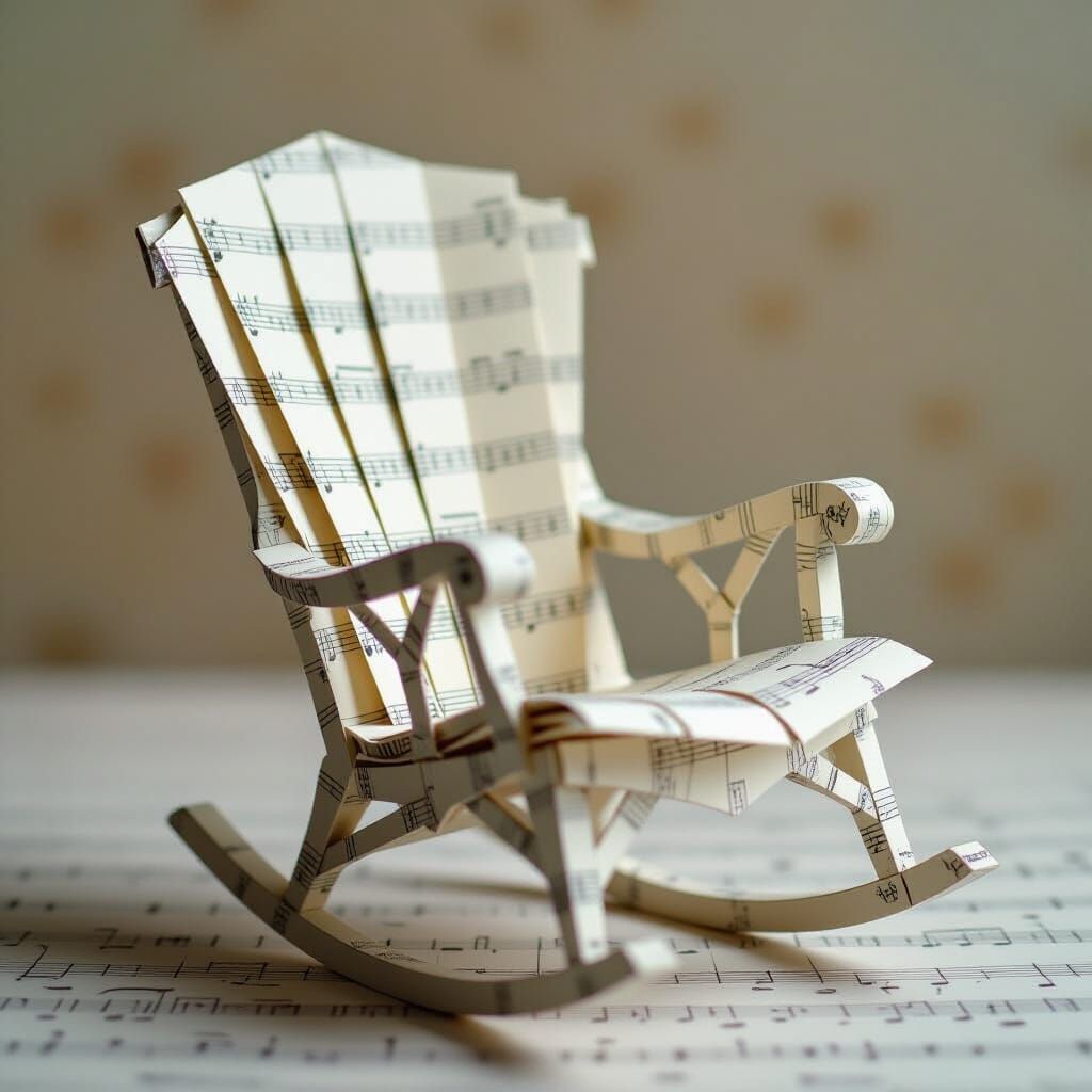 Origami Rocking Chair Made of Sheet Music