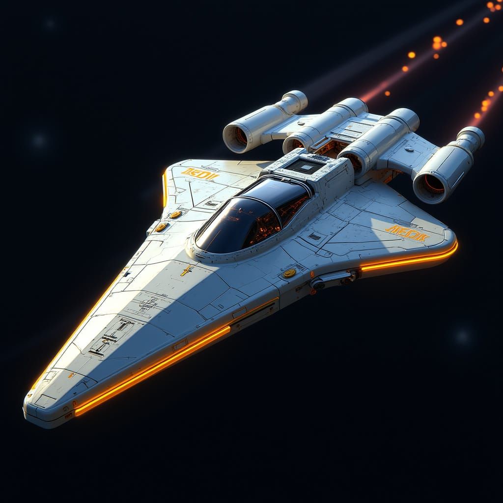 Silver Jedi Starfighter in Futuristic Space