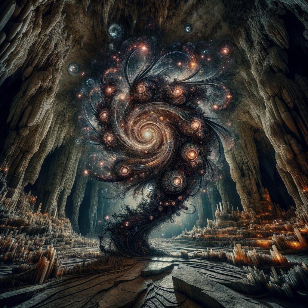 Cosmic Horror Entity in Crystalline Cave