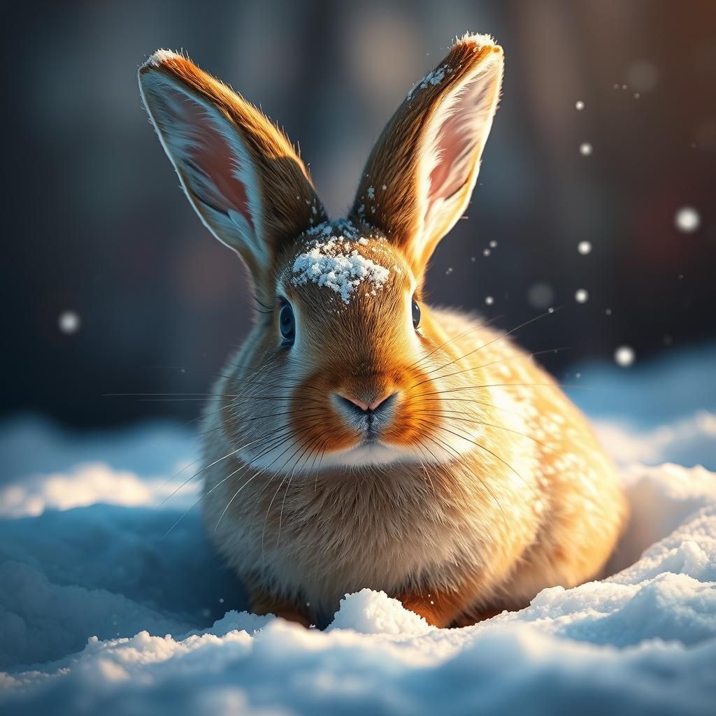 Snowy Bunny in Hyperrealistic Splash Art Style