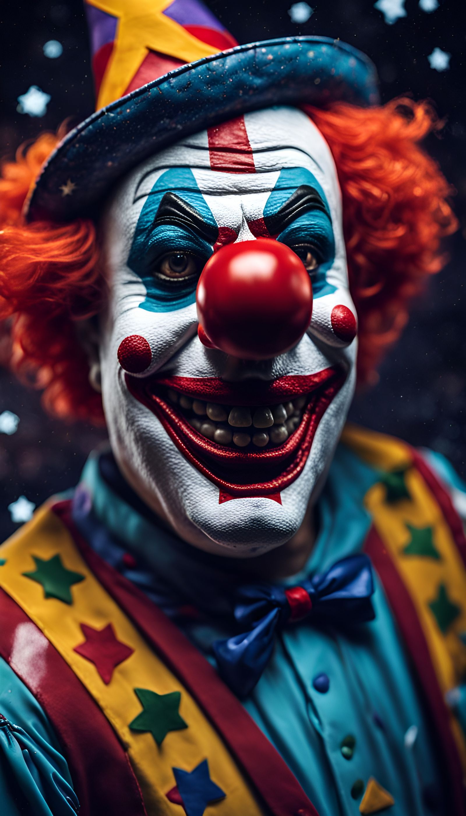 Evil Mexican Clown Among the Stars in 8k