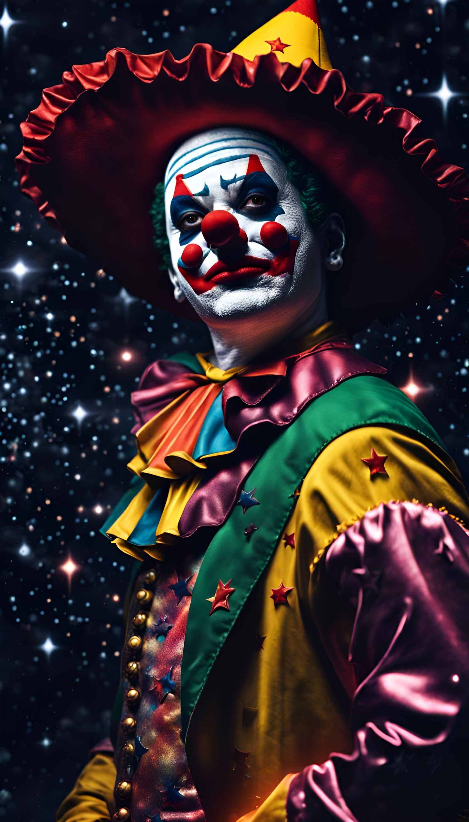 Evil Mexican Clown Among the Stars in 8k