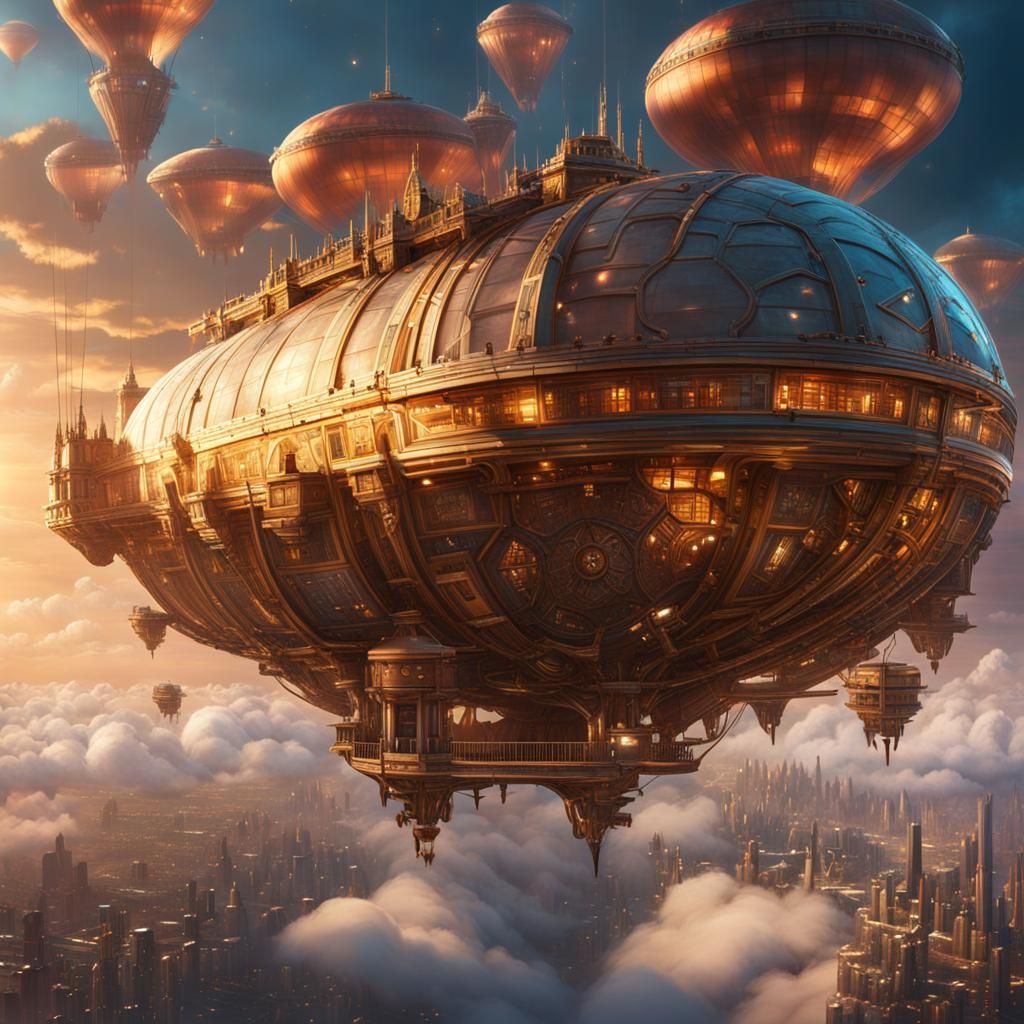 Ornithopter Pilot Approaches Venus Airship City