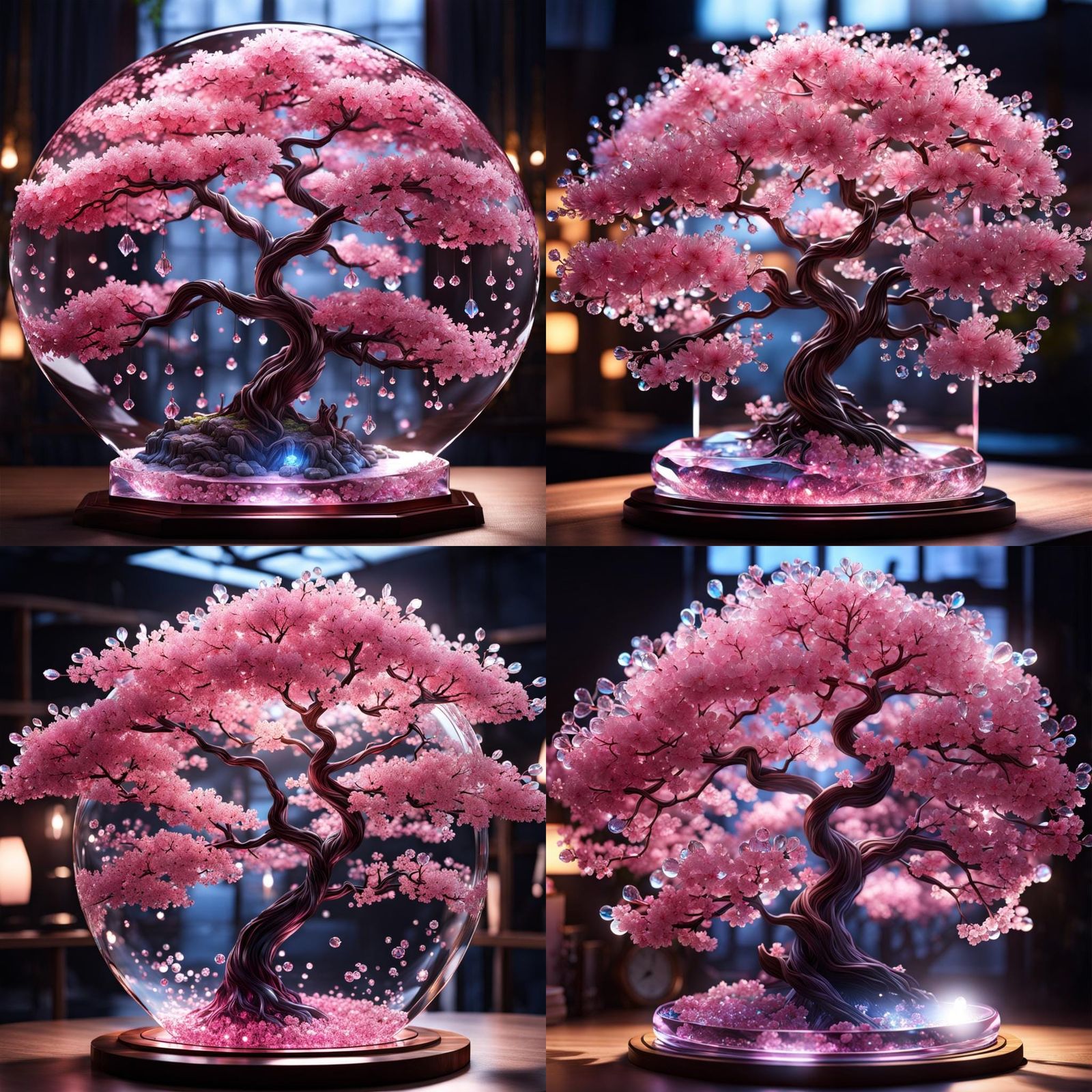 Crystal Sakura Tree: Anime Style, High Resolution