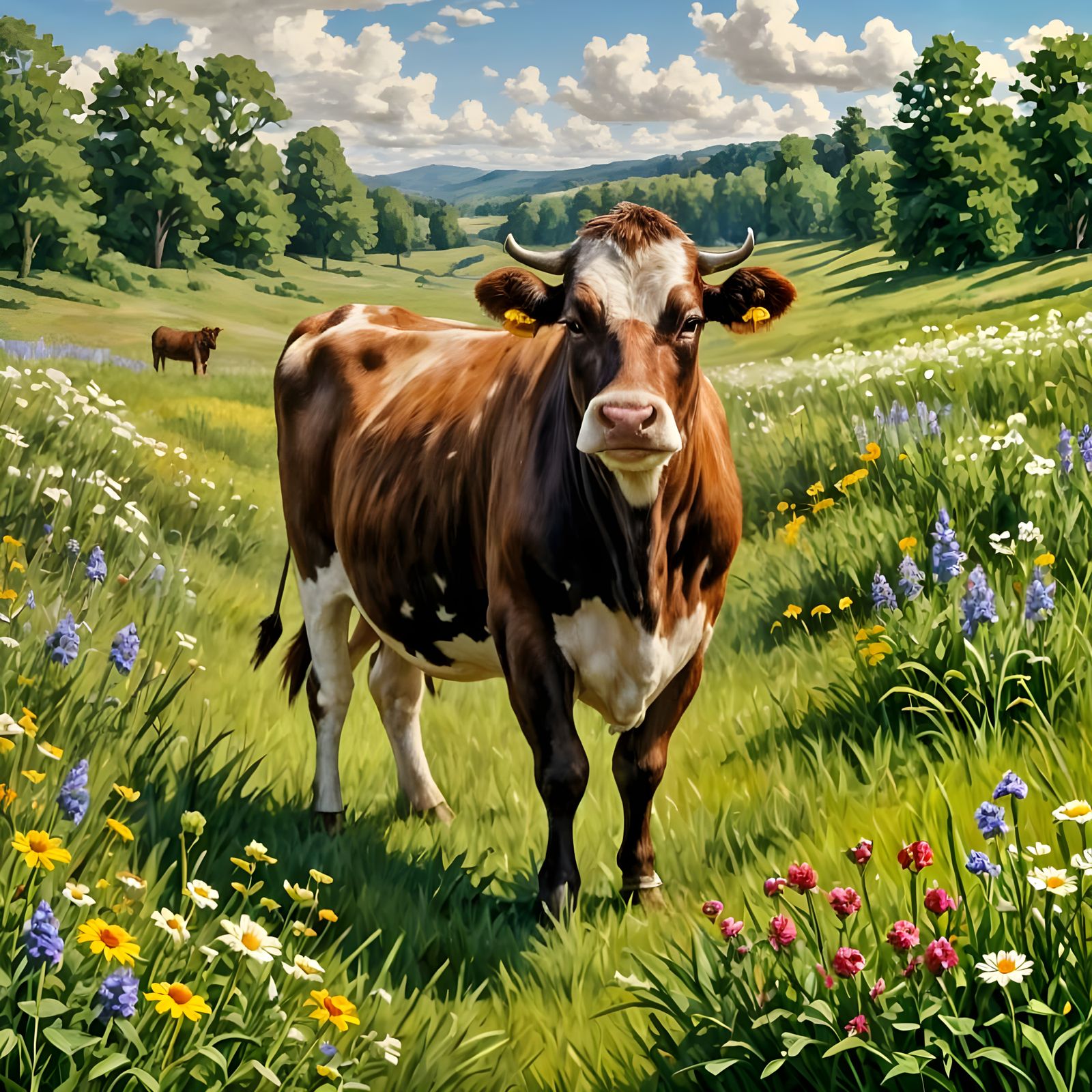 Cow in a grassy meadow