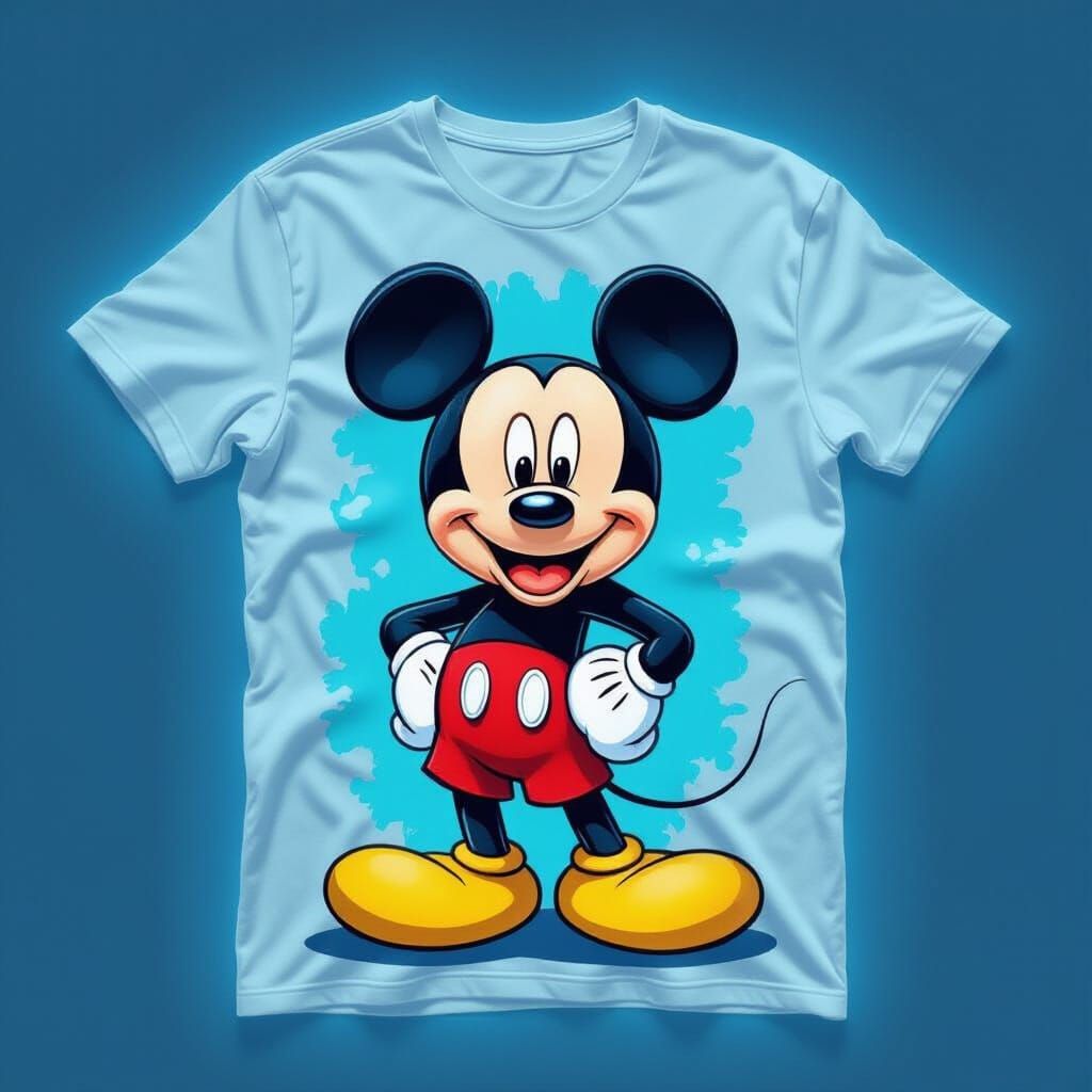 Mickey Mouse T-Shirt with Glowing Blue Background