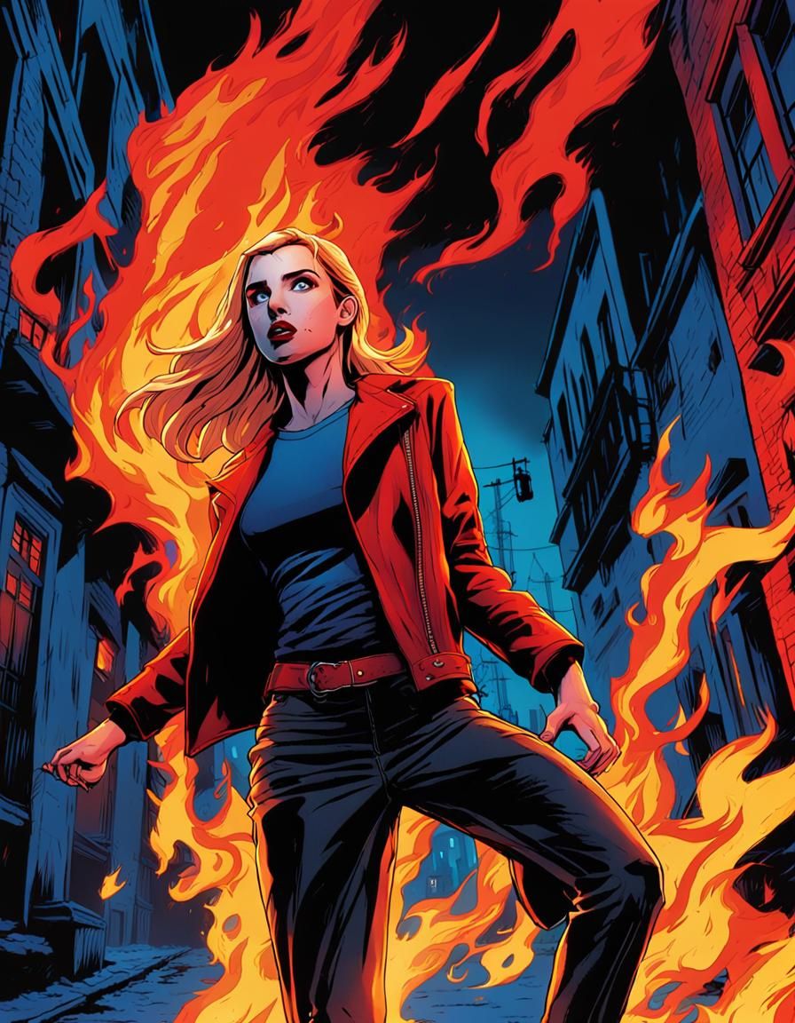 Satana Hellstrom in Cinematic Comic Book Illustration