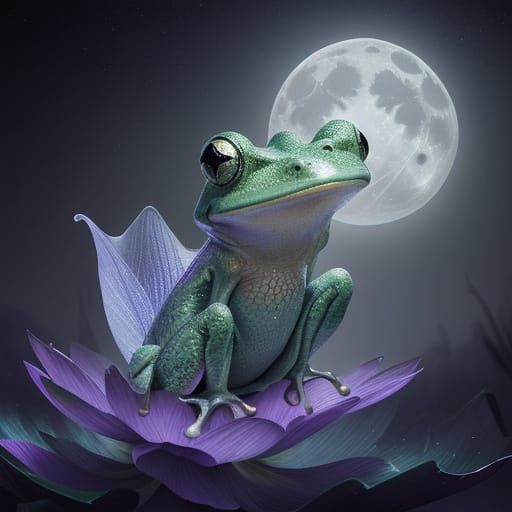 Elegant Lilac Frog in Celestial Glow