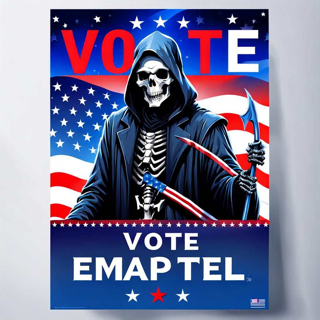 Grim Reaper Presidential Campaign Poster, Digital Illustrati...