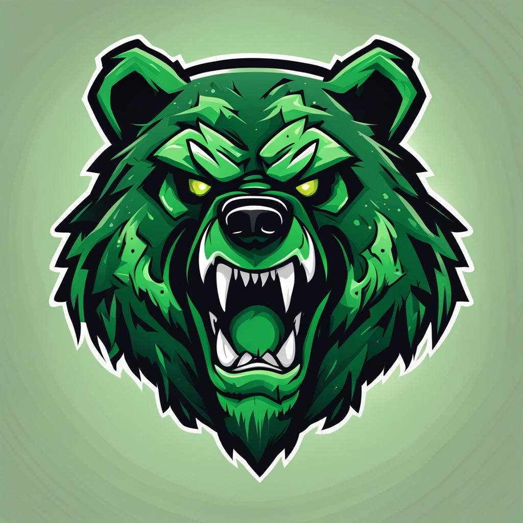 Zombified Black and Green Bear Esports Logo