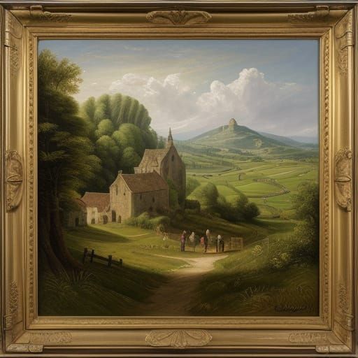 Painting 17th Century Of A Small Village