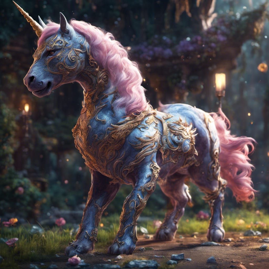Fantastical Unicorn Cat in Detailed Matte Painting
