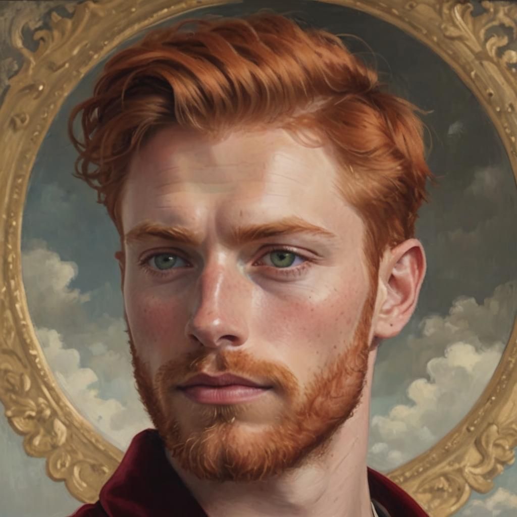Elegant Ginger Man in Neo-Impressionist Oil Painting