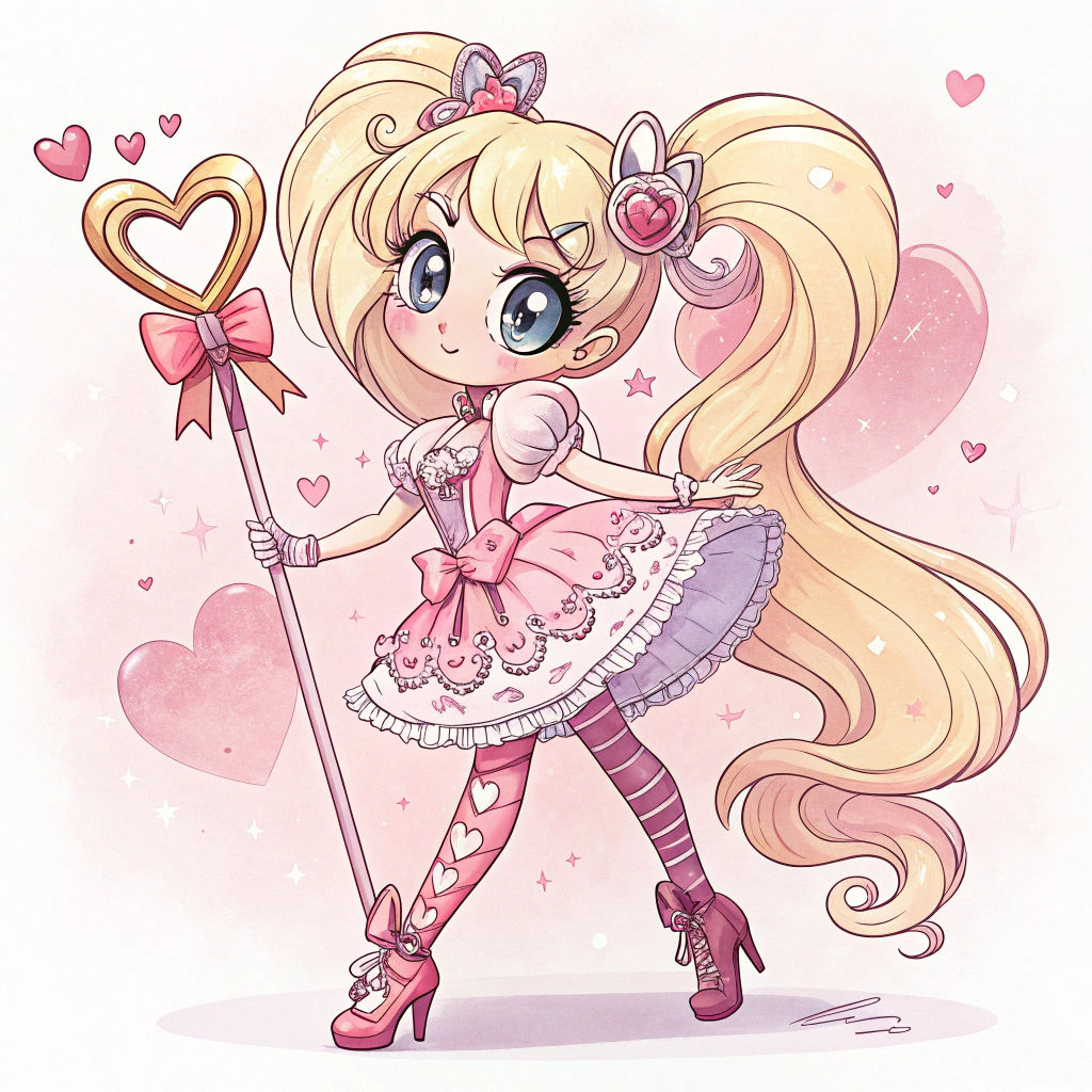 Heartpunk Magical Girl in Anime Style