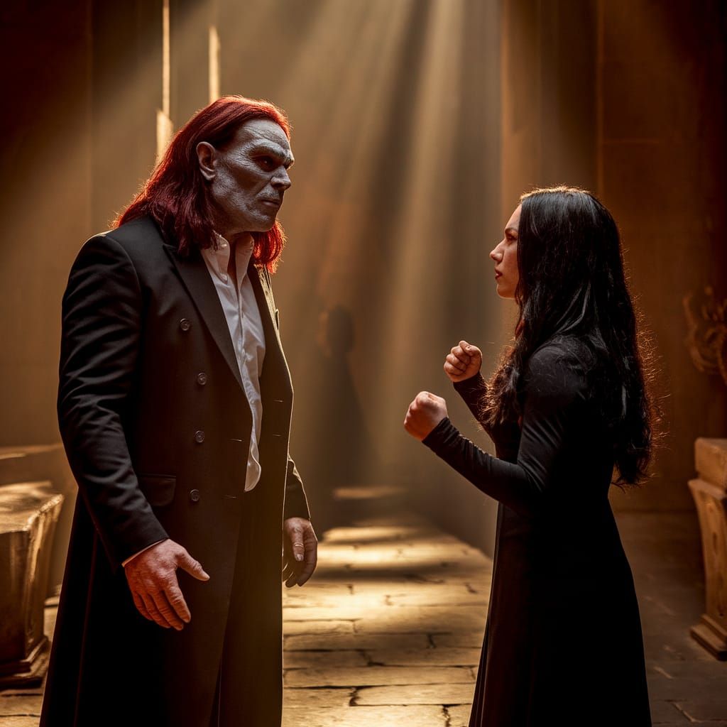 Sirzechs Lucifer: Ominous Reptilian Eyes in a Shadowy Confro...