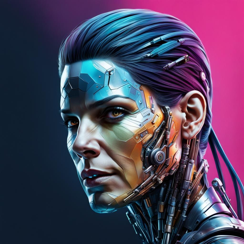 Sandra Bullock as Hyperrealistic Cyborg Concept Art