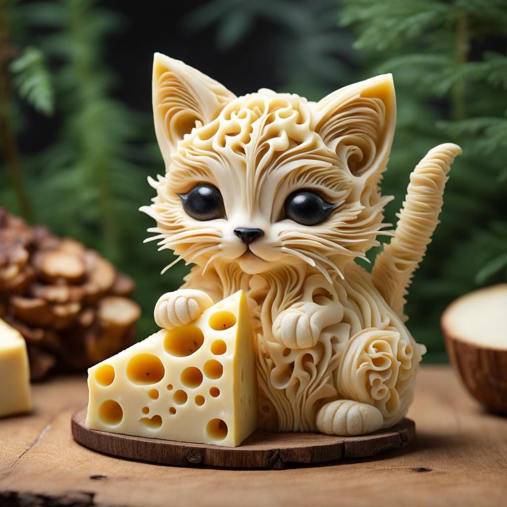 Cheese Kitten in Mushroom Cheese Forest